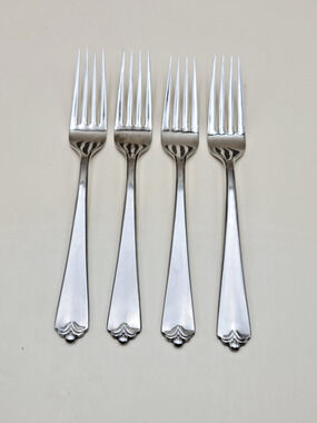 Wallace Lotus 18/8 Stainless Steel Set 4 Dinner Fork Flatware
